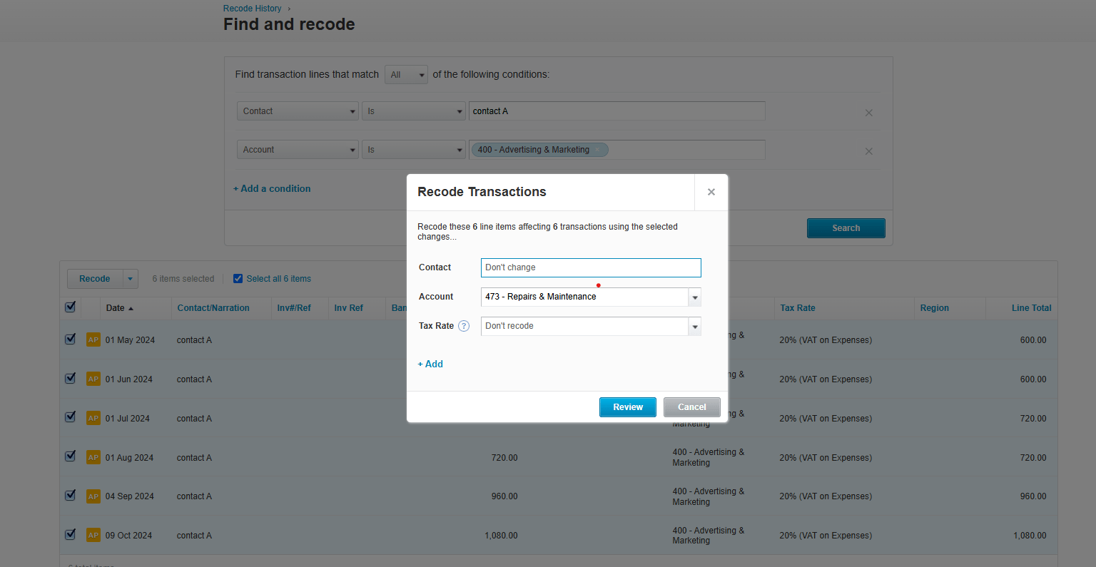 Find and Recode in Xero 2