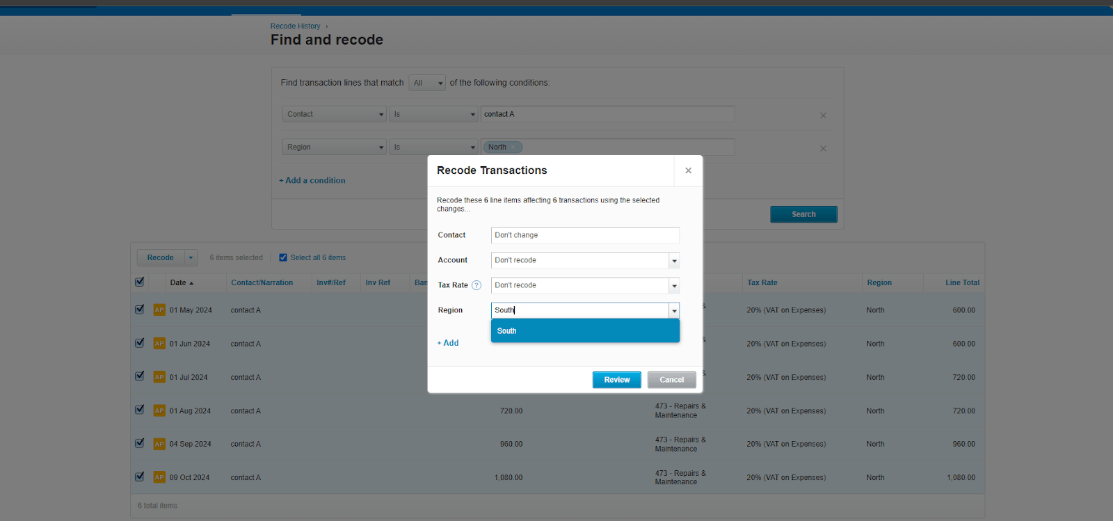 Find and Recode in Xero 4